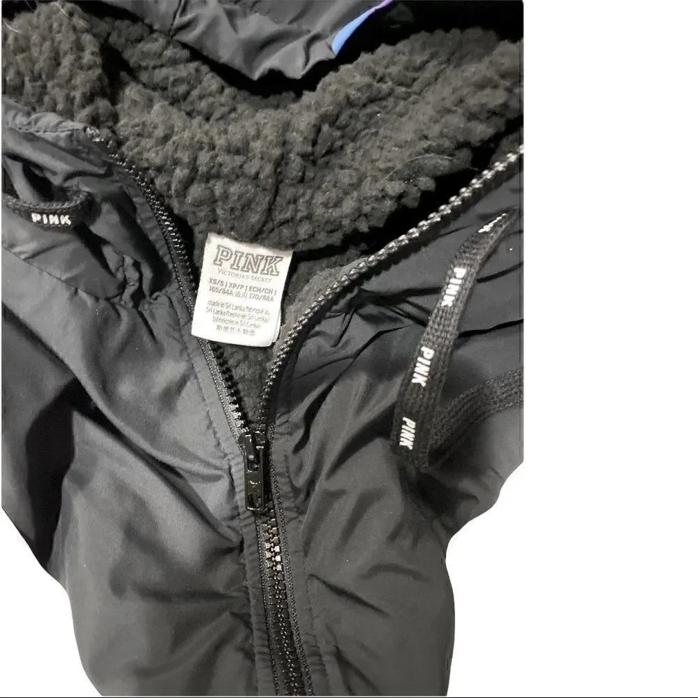 Victoria Secret Pink Color Block Anorak Sharpa Lined Jacket! - Picture 6 of 8
